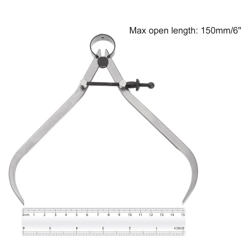 Kozelo Spring Joint Caliper - [6 Inch] Carbon Steel Adjustable Spring Outside Caliper with Solid Nut for Metalworking Drawing Use, Silver Tone - Image 5